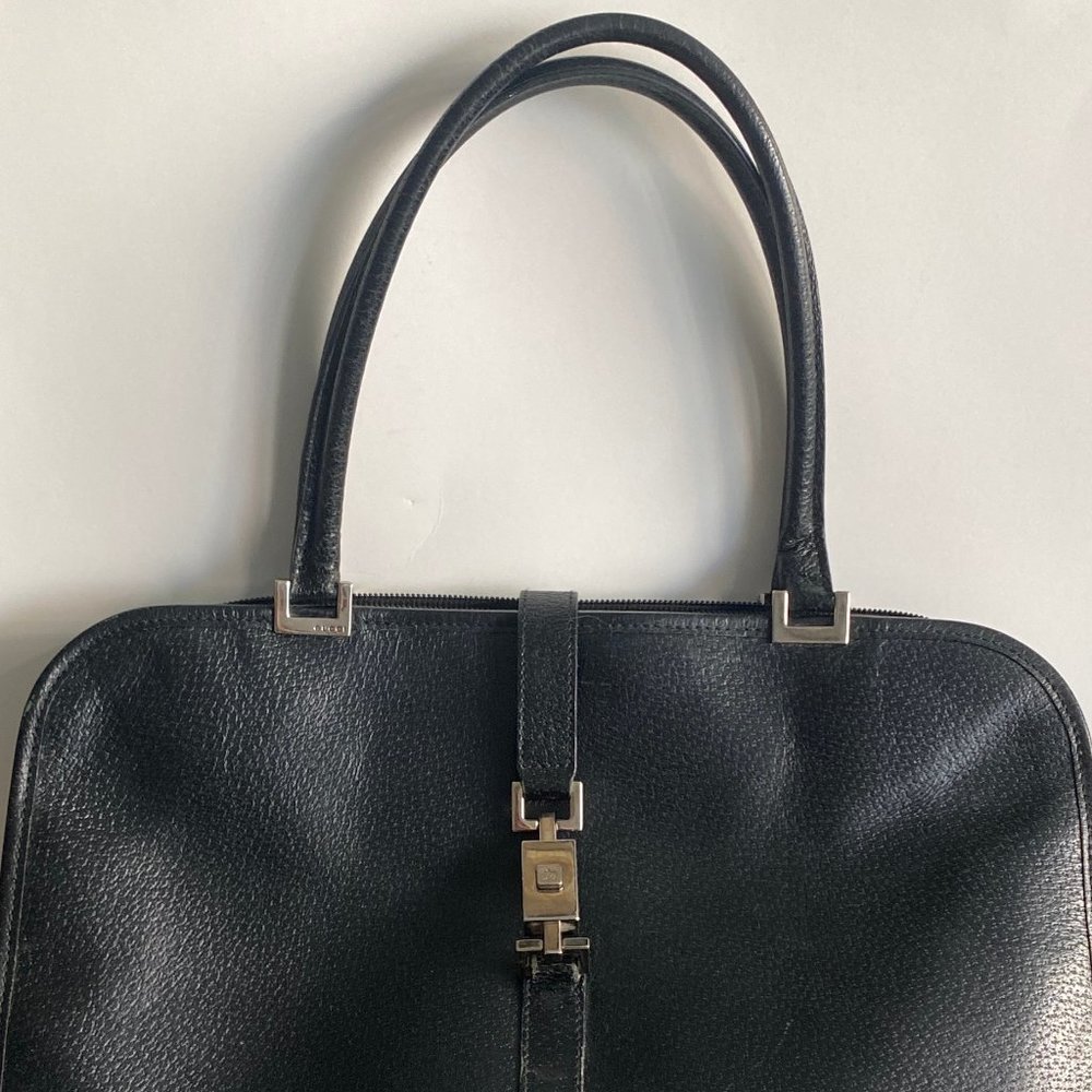 Authentic Vintage Gucci Black Leather Tote